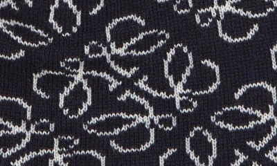 Shop Loewe Allover Anagram Logo Wool Beanie In Navy/ White