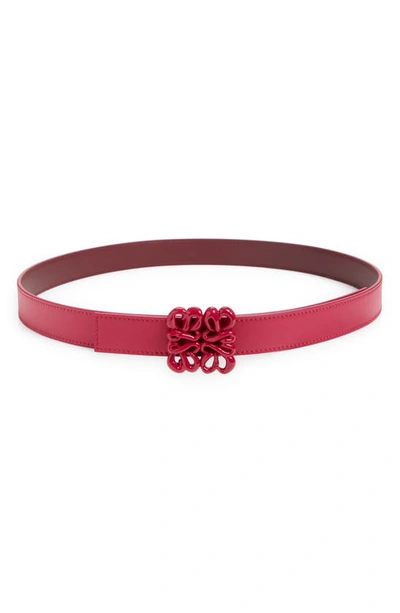 Shop Loewe Inflated Anagram Leather Reversible Belt In Sang De Boeuf/ Ruby Red