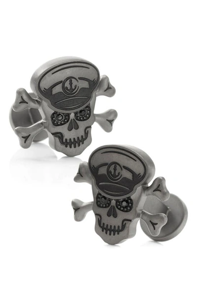 Shop Cufflinks, Inc Hold Fast Skull & Bones Cuff Links In Gunmetal