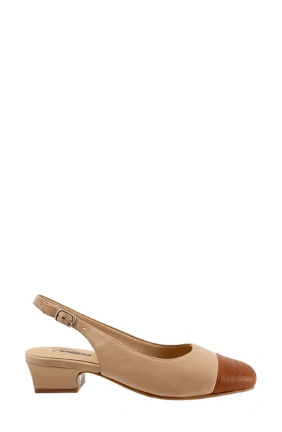Trotters 'dea' Slingback In Nude/luggage Embosssed