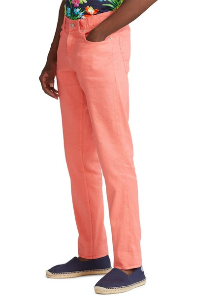 Shop Ralph Lauren Purple Label Slim Fit Linen & Cotton Five-pocket Pants In Melon