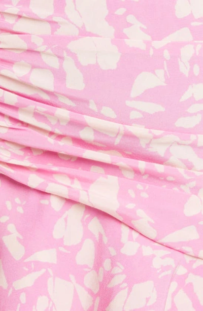 Shop Isabel Marant Milendi Ruched Handkerchief Hem Stretch Silk Miniskirt In Pink