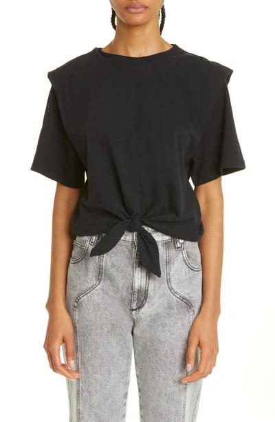 Shop Isabel Marant Zelikia Modern Tie Front Cotton Jersey Top In Black
