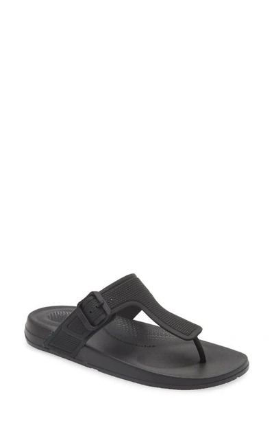 Shop Fitflop Iqushion Buckle Flip Flop In All Black