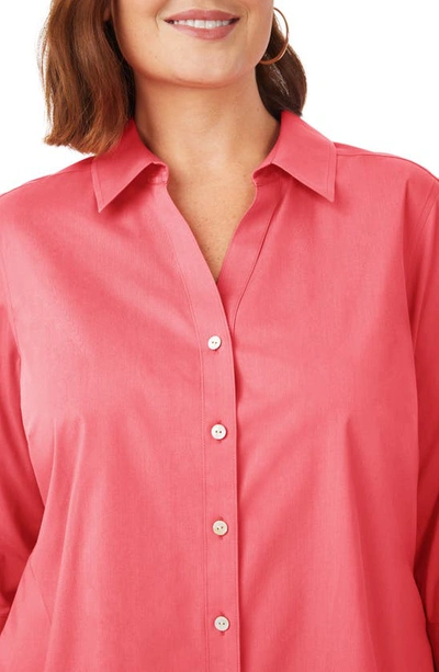 Shop Foxcroft Mary Non-iron Stretch Cotton Button-up Shirt In Coral Sunset
