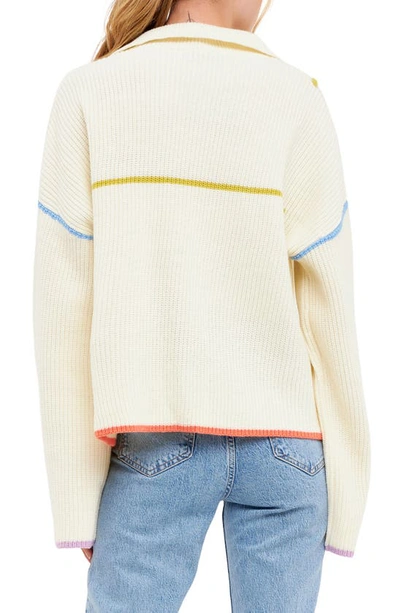 Shop English Factory Color Accent Half-zip Pullover In White Multi