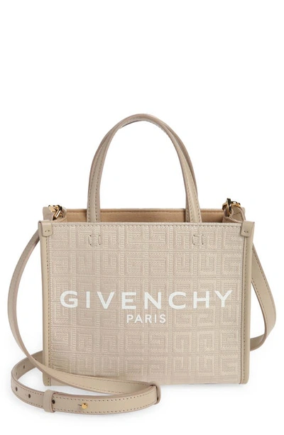 Shop Givenchy Mini G-tote Canvas Tote In Natural Beige