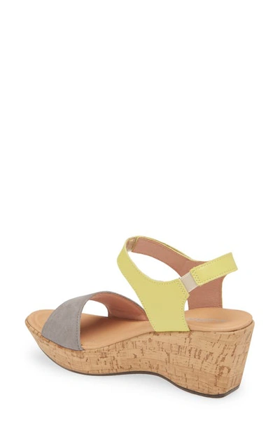 Shop Naot Summer Platform Wedge Sandal In Smoke Grey Nubuck/ Soft Lime