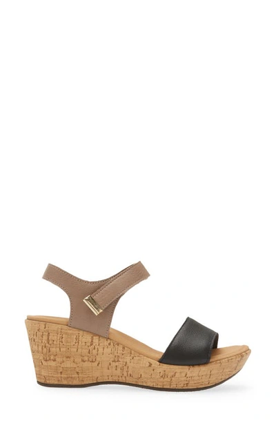 Shop Naot Summer Platform Wedge Sandal In Soft Black/ Soft Stone Leather