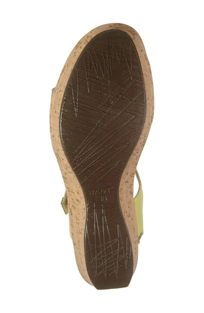 Shop Naot Summer Platform Wedge Sandal In Smoke Grey Nubuck/ Soft Lime