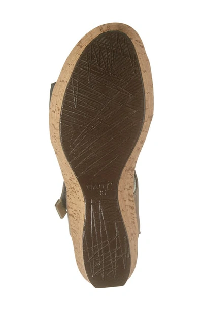 Shop Naot Summer Platform Wedge Sandal In Soft Black/ Soft Stone Leather
