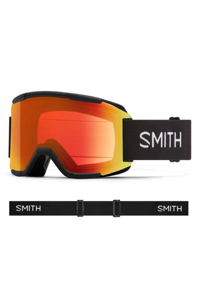 Shop Smith Squad 203mm Chromapop™ Snow Goggles In Black / Chromapop Red Mirror