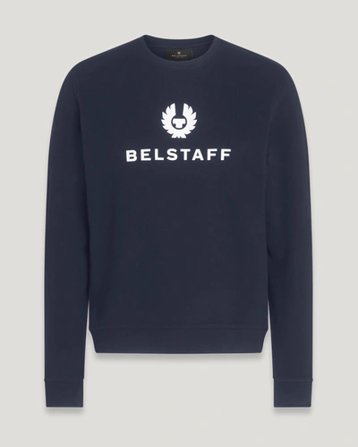 Shop Belstaff Signature Crewneck Sweatshirt In Dark Ink