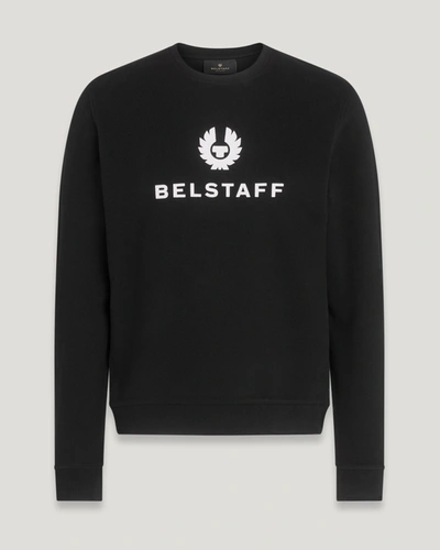 Shop Belstaff Signature Rundhals-sweatshirt Für Herren Cotton Fleece In Black / Off White