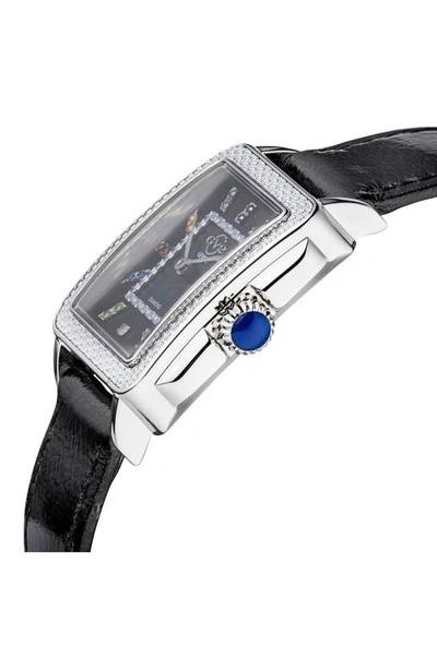 Gv2 Padova Diamond Leather Strap Watch, 27mm X 30mm In Black