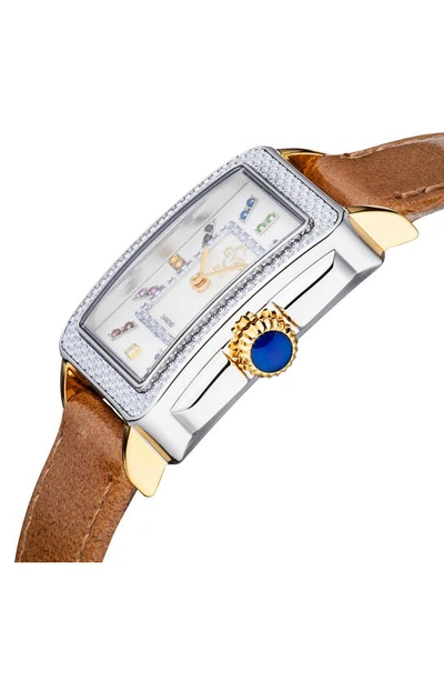 Gv2 Padova Diamond Leather Strap Watch, 27mm X 30mm In Beige