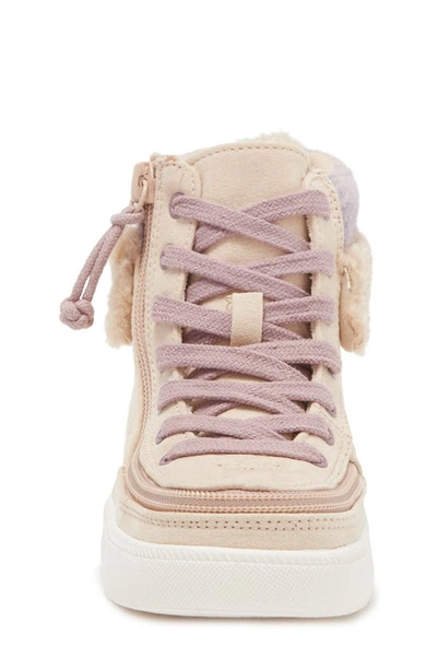 Shop Billy Footwear Kids' Faux Shearling Cuff High Top Sneaker In Tan