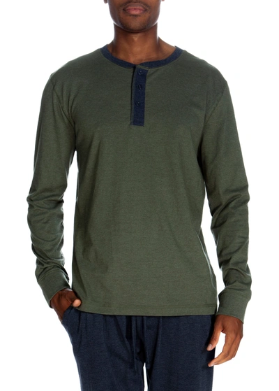 Shop Unsimply Stitched 3 Button Lounge Henley Shirt - Contrast Piping In Green