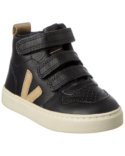 Shop Veja Small V-10 Mid Leather Sneaker In Black