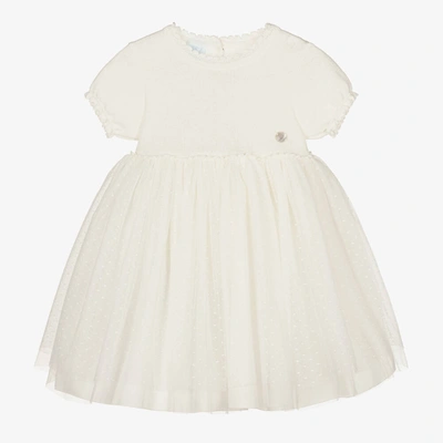 Shop Artesania Granlei Girls Ivory Knitted Tulle Dress