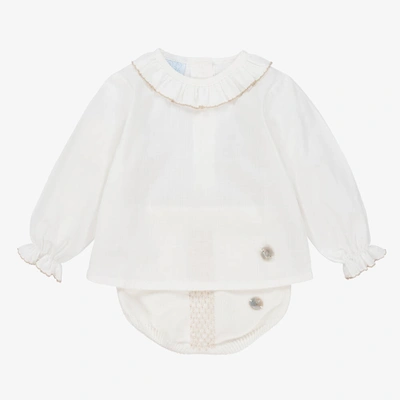Shop Artesania Granlei Ivory Baby Blouse & Shorts Set