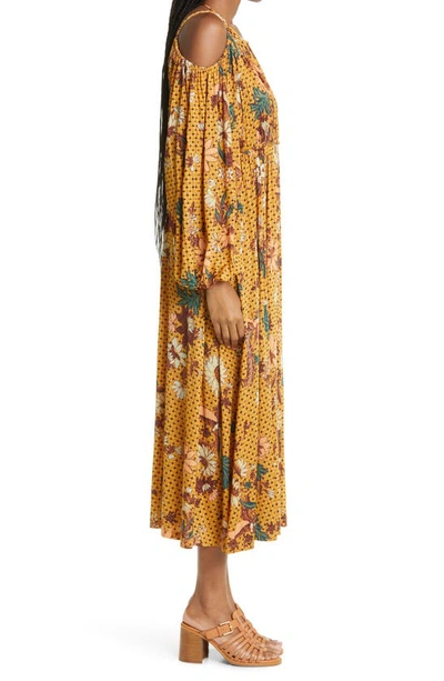 Shop Ulla Johnson Noemi Cold Shoulder Long Sleeve Maxi Dress In Amber