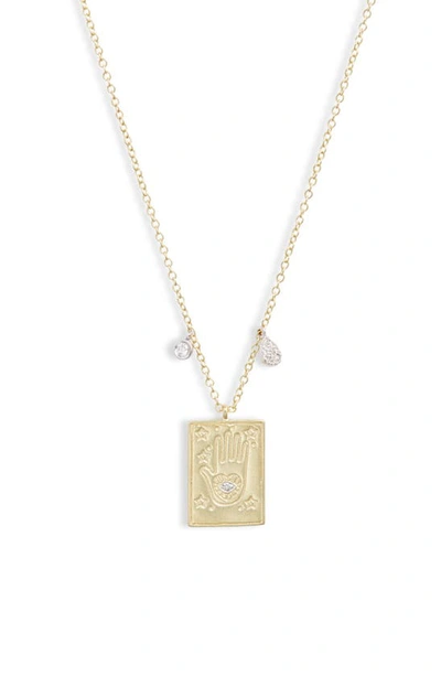 Shop Meira T Hamsa Hand Pendant Necklace In Gold