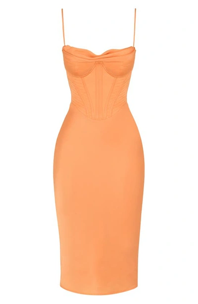 Shop House Of Cb Myrna Satin Corset Dress In Tangerine
