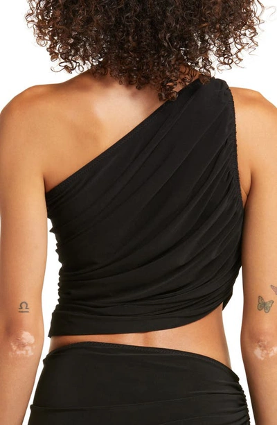 Shop Norma Kamali Diana One-shoulder Swim Top In Black