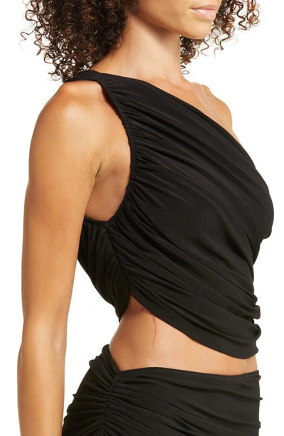 Shop Norma Kamali Diana One-shoulder Swim Top In Black