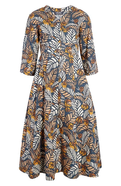 Shop Max Mara Mantide Tropical Print Fit & Flare Dress In Ultramarine