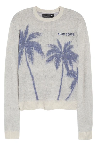 Shop Noon Goons Palms Crewneck Sweater In Cream/ Navy