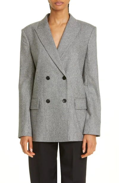 Shop Maria Mcmanus Houndstooth Double Breasted Stretch Wool & Cashmere Blazer In Black/ White Houndstooth