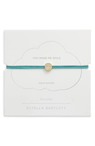 Shop Estella Bartlett Pavé Smiley Face Slider Bracelet In Gold