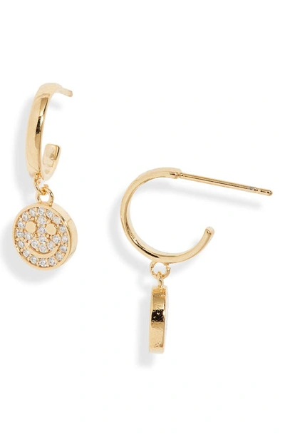 Shop Estella Bartlett Sparkle Smiley Huggie Hoop Earrings In Gold