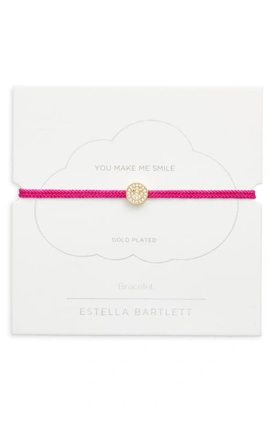 Shop Estella Bartlett Pavé Smiley Face Slider Bracelet In Gold