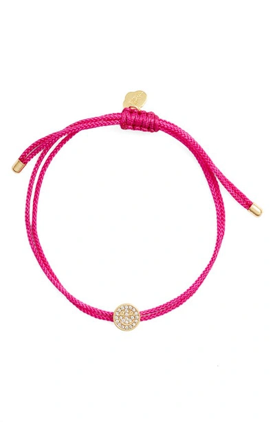 Estella Bartlett - Pave Smiley Cord Bracelet Fuchsia In Gold