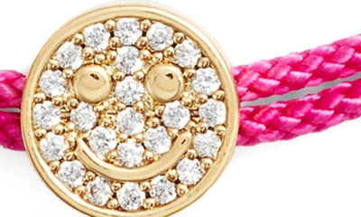 Estella Bartlett - Pave Smiley Cord Bracelet Fuchsia In Gold