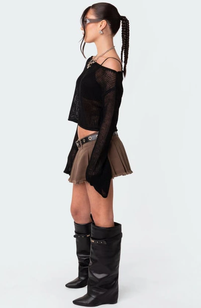 Edikted Emmie Off The Shoulder Sheer Sweater In Black