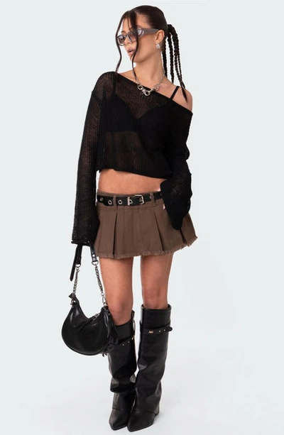 Edikted Emmie Off The Shoulder Sheer Sweater In Black
