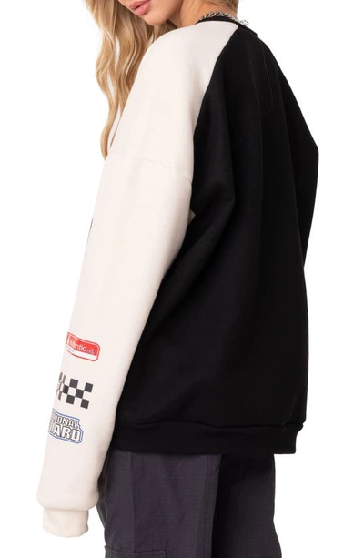 Shop Edikted Fast Track Graphic Sweatshirt In Black