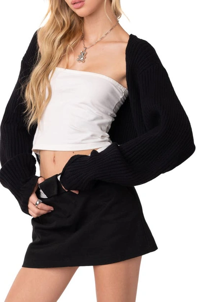 Edikted Anya Crop Shrug Sweater In Black