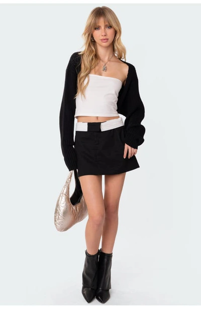 Edikted Anya Crop Shrug Sweater In Black