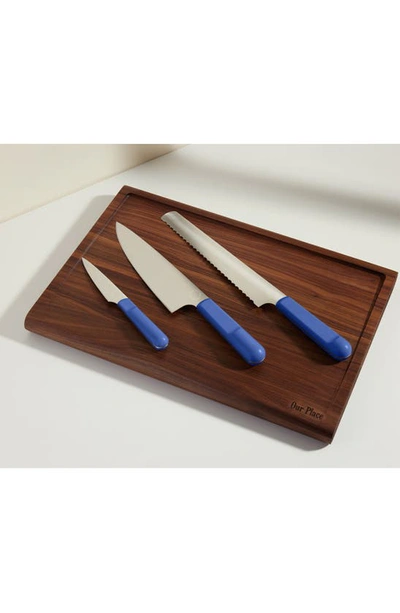 Shop Our Place 3-piece Kitchen Knife Set In Azul