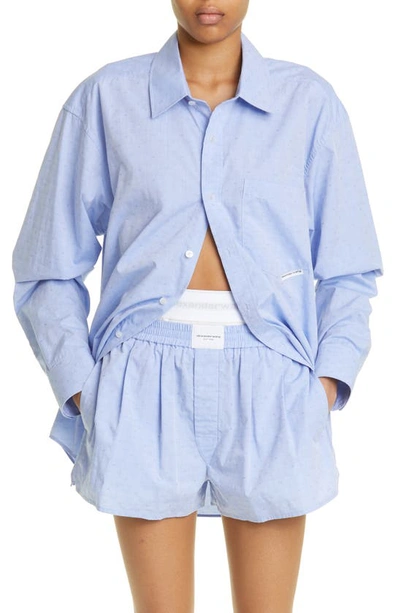 Shop Alexander Wang Paisley Jacquard Button-up Boyfriend Shirt In Chambray Blue