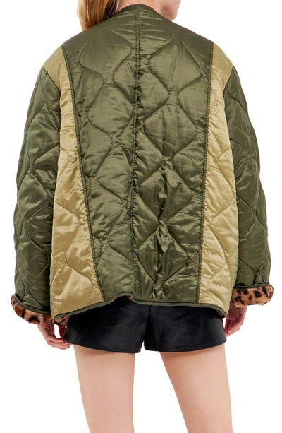 English Factory Oversize Quilted Ripstop Jacket In Olive