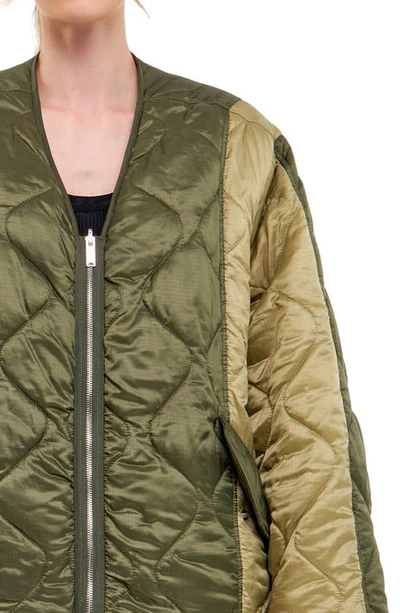 English Factory Oversize Quilted Ripstop Jacket In Olive