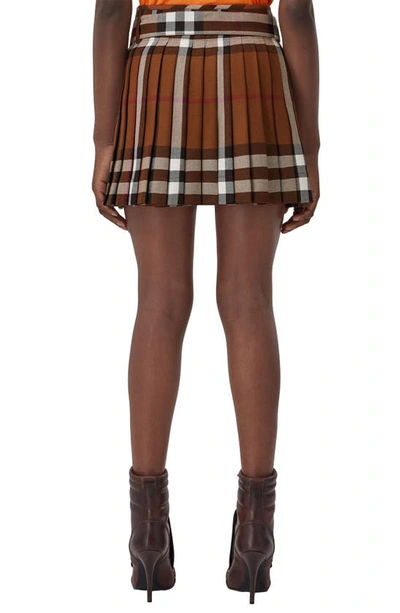 Shop Burberry Micaela Belted Check Wool Miniskirt In Dark Birch Brown Chk