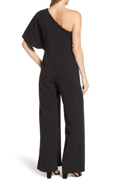 Shop Gucci Adrianna Papell One-shoulder Jumpsuit In Black