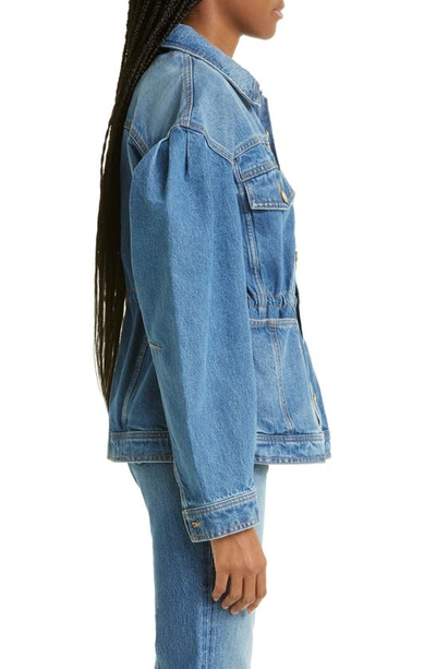 Ulla Johnson Odette Blouson Sleeve Denim Jacket In Danube Medium Indigo Wash